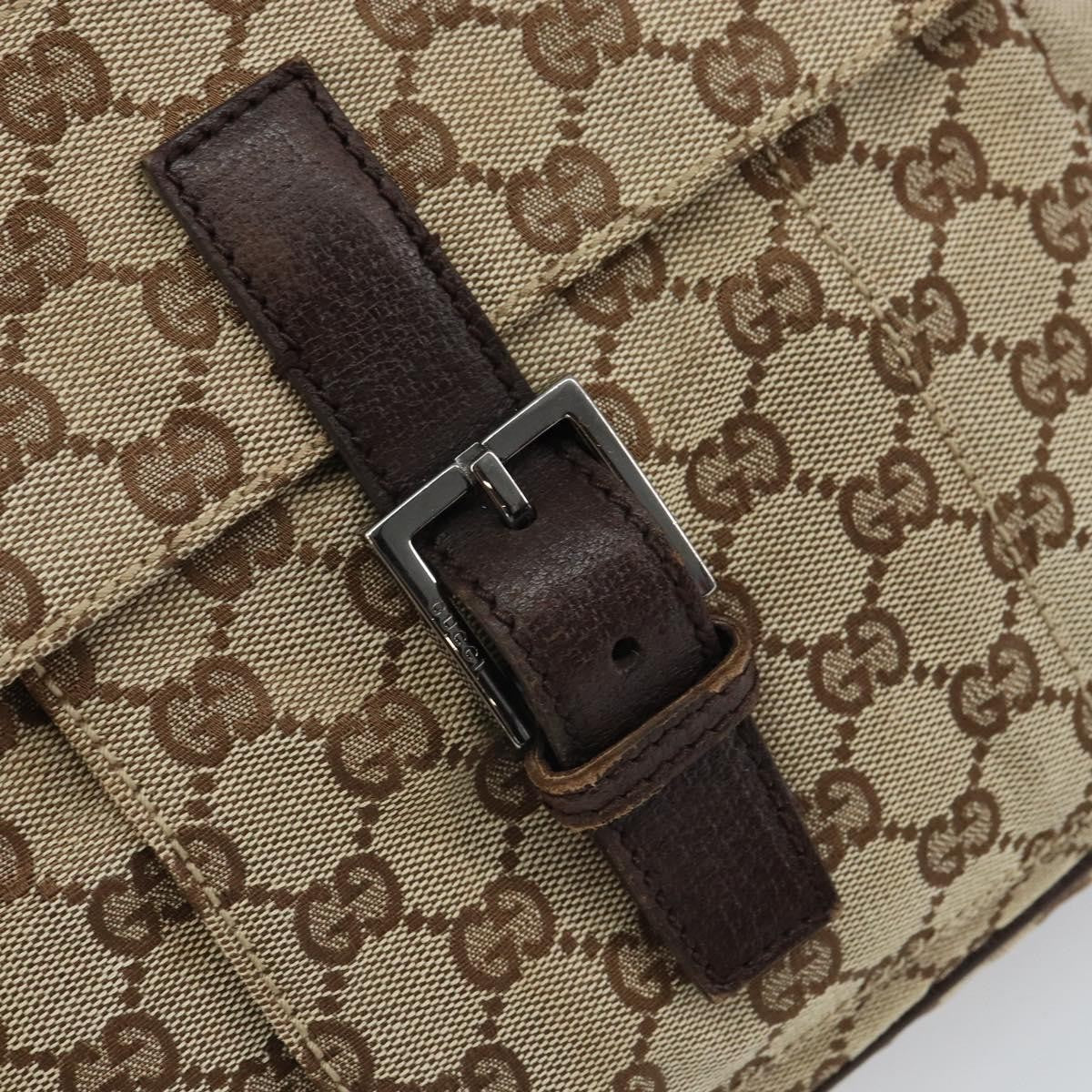 Gucci Vintage Shoulder Bag Gg Canvas And Leather Beige Canvas Shoulder Bag Bag (Pre-Owned)