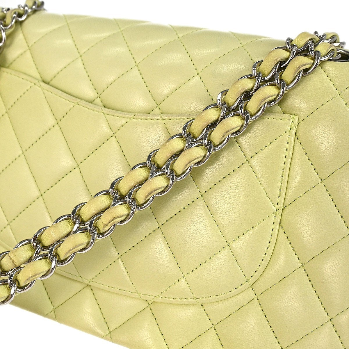Chanel Timeless - Classic Double Flap Bag Quilted Lambskin Green Leather Shoulder Bag Bag
