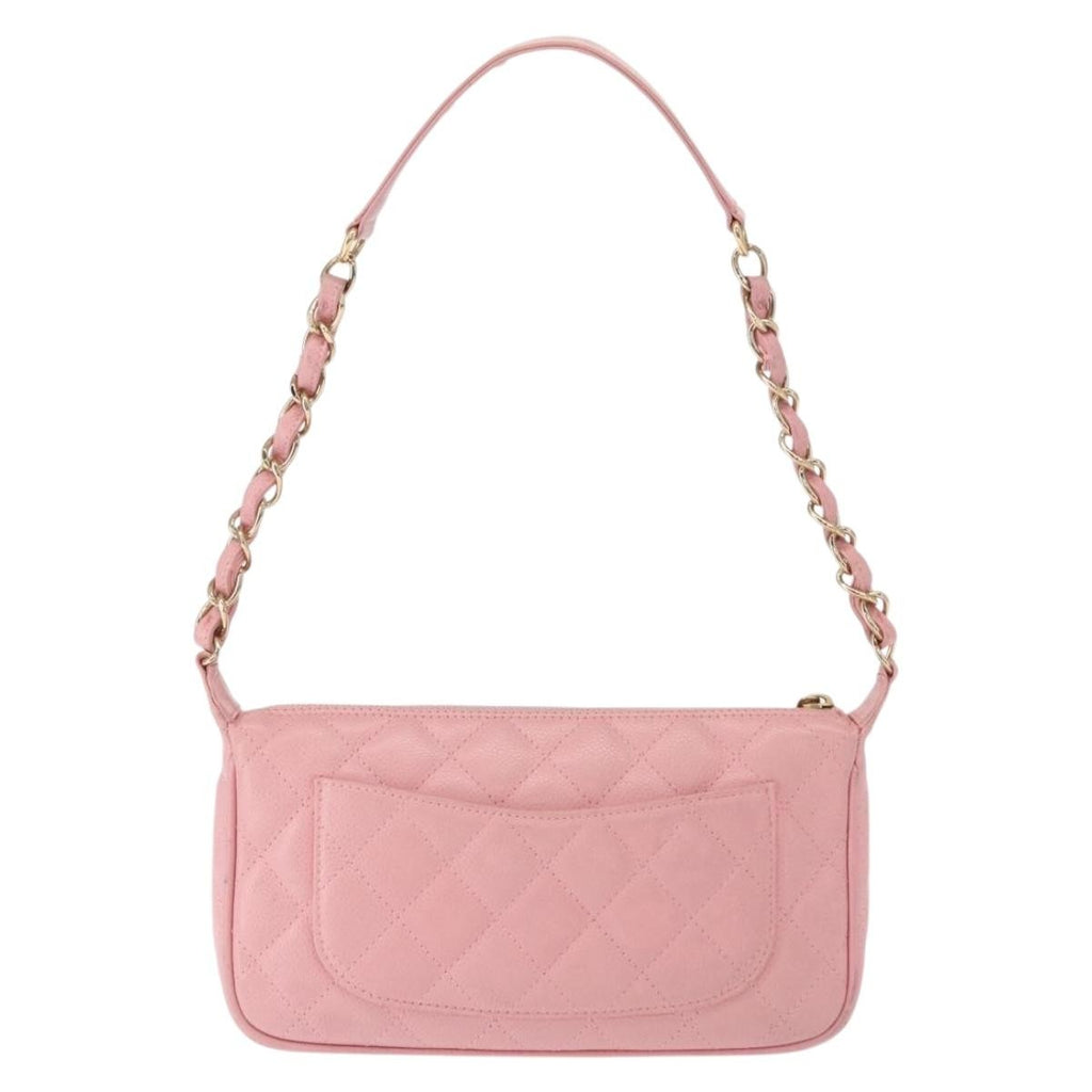 Chanel Timeless Cc Chain Shoulder Bag Quilted Caviar Pink Leather Shoulder Bag Bag