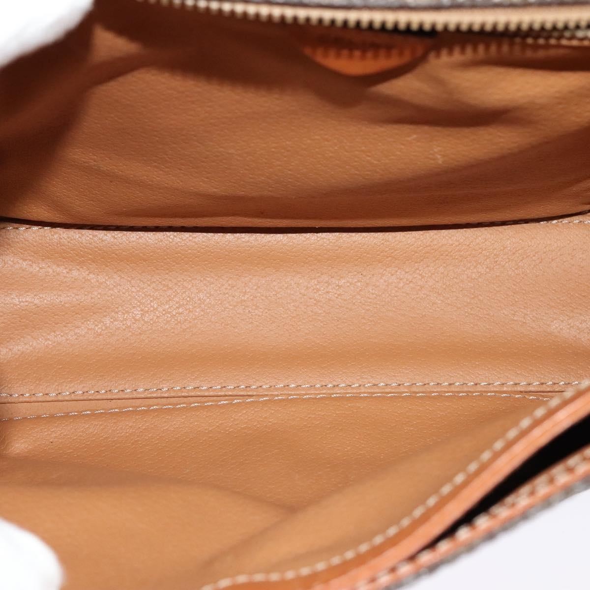 Celine Vintage Macadam Circle Logo Shoulder Bag Canvas And Leather Brown Canvas Shoulder Bag Bag