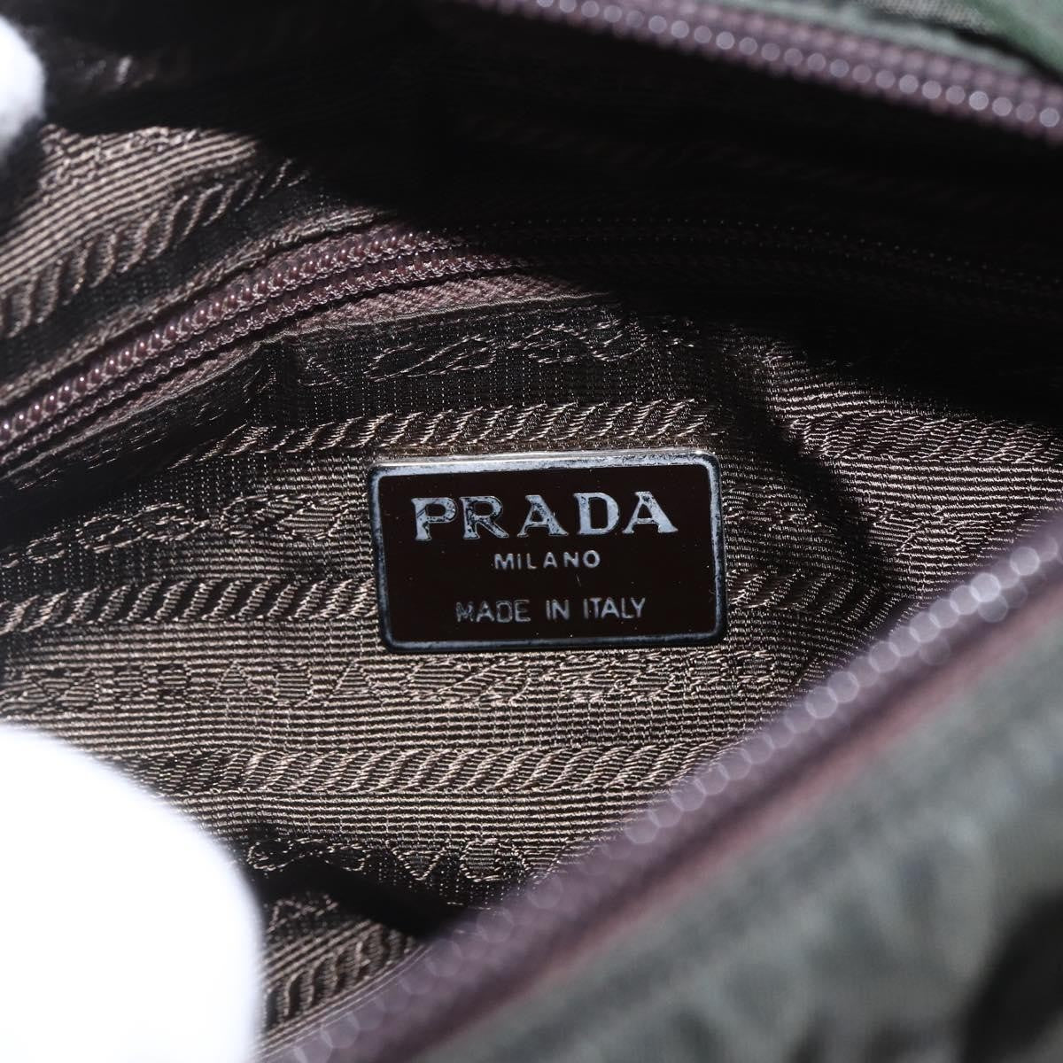 Prada Vintage Zip Handbag Tessuto Khaki Nylon Handbag