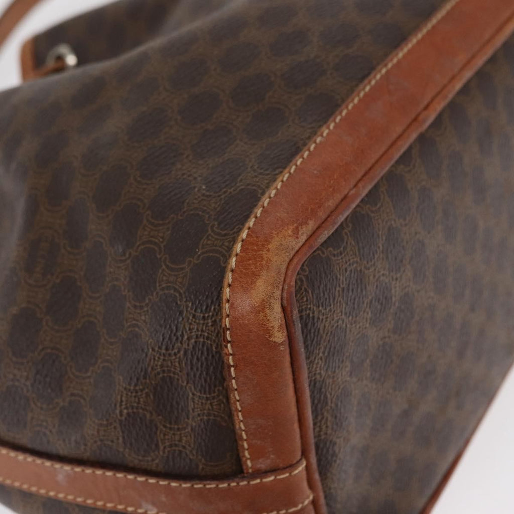 Celine Vintage Macadam Shoulder Bag Canvas And Leather Brown Canvas Shoulder Bag Bag
