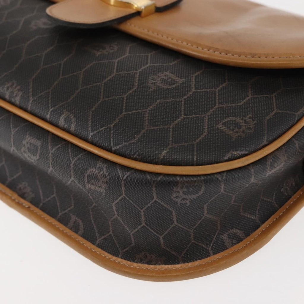 Christian Dior Vintage Honeycomb Shoulder Bag Canvas And Leather Brown Canvas Shoulder Bag Bag (Pre-Owned)
