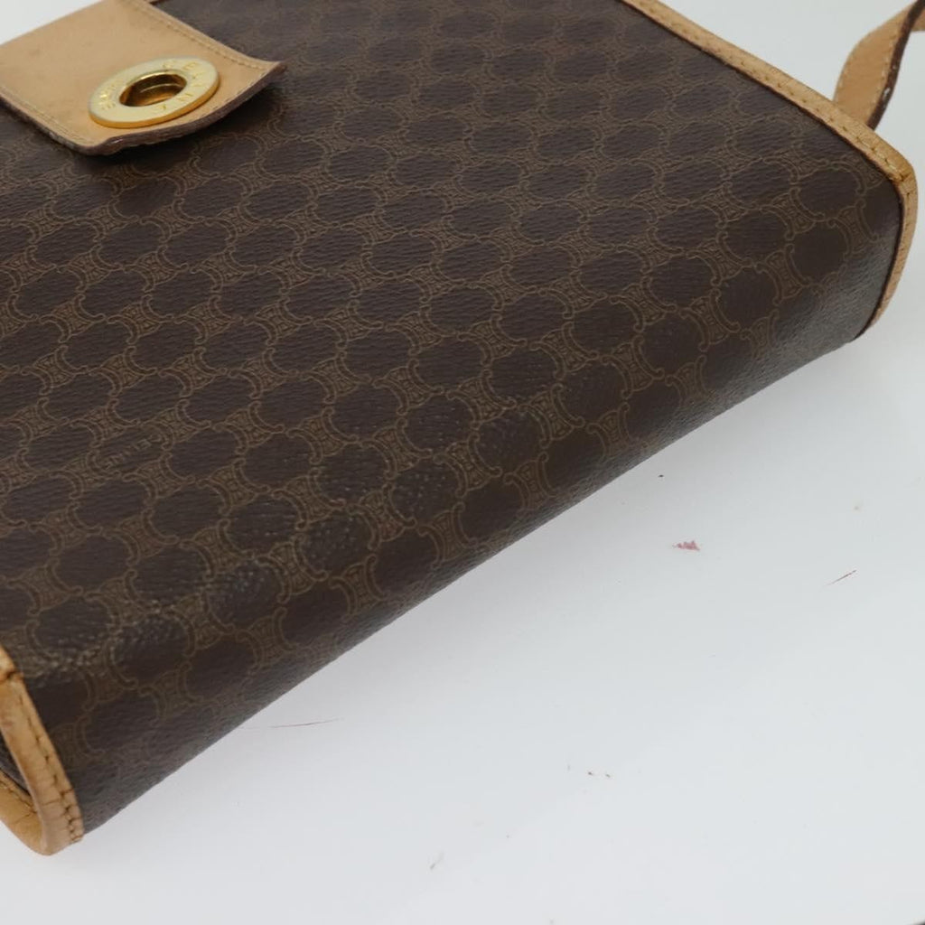 Celine Macadam Shoulder Bag Pvc Leather Brown Canvas Bag