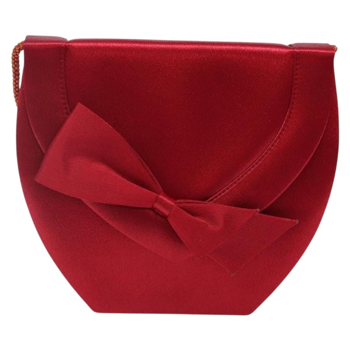 Saint Laurent Vintage Flap Crossbody Bag Silk Red Satin Clutche & Pouche Bag (Pre-Owned)