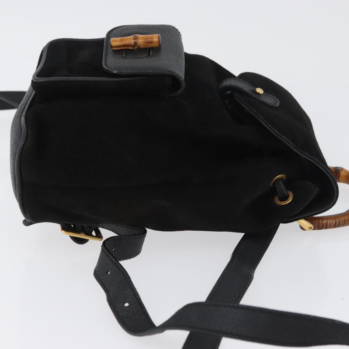 Gucci Gucci Bamboo Backpack Daim Black Suede Backpack Bag (Pre-Owned)