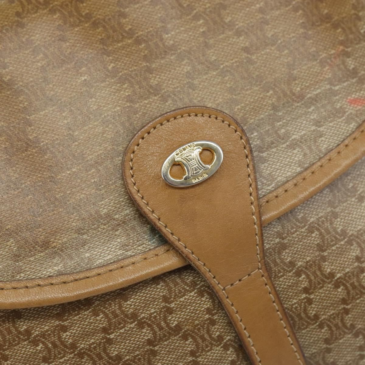 Celine Vintage Macadam Shoulder Bag Canvas And Leather Beige Canvas Shoulder Bag Bag