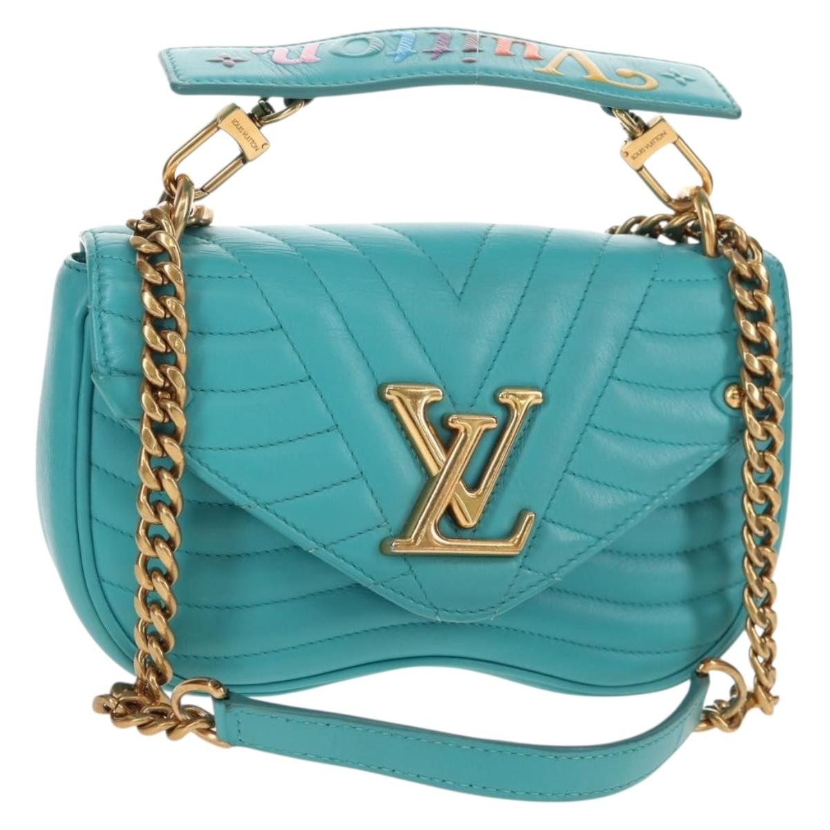 Louis Vuitton New Wave Chain Bag Quilted Leather Blue Leather Shoulder Bag
