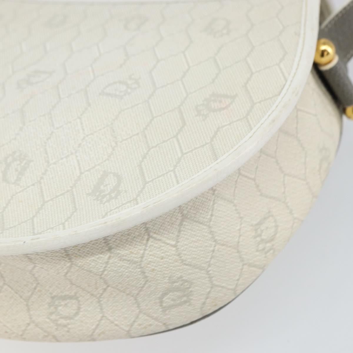 Christian Dior Vintage Honeycomb Flap Crossbody Bag Canvas And Leather White Canvas Shoulder Bag Bag (Pre-Owned)
