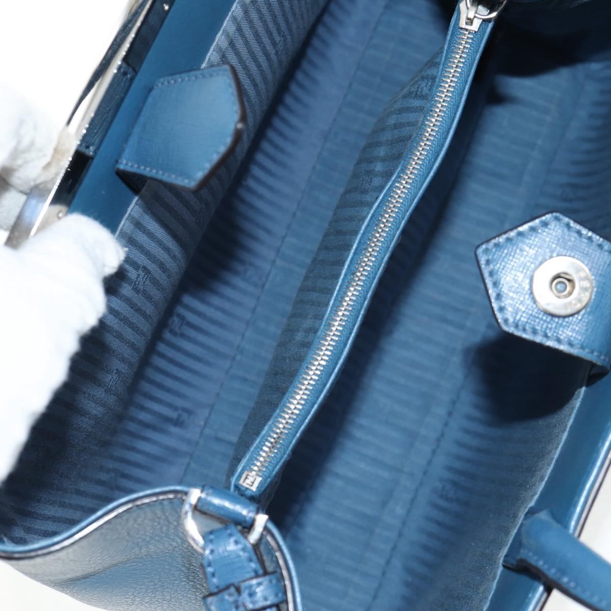 Fendi 2Jours Bag Leather Blue Leather Bag