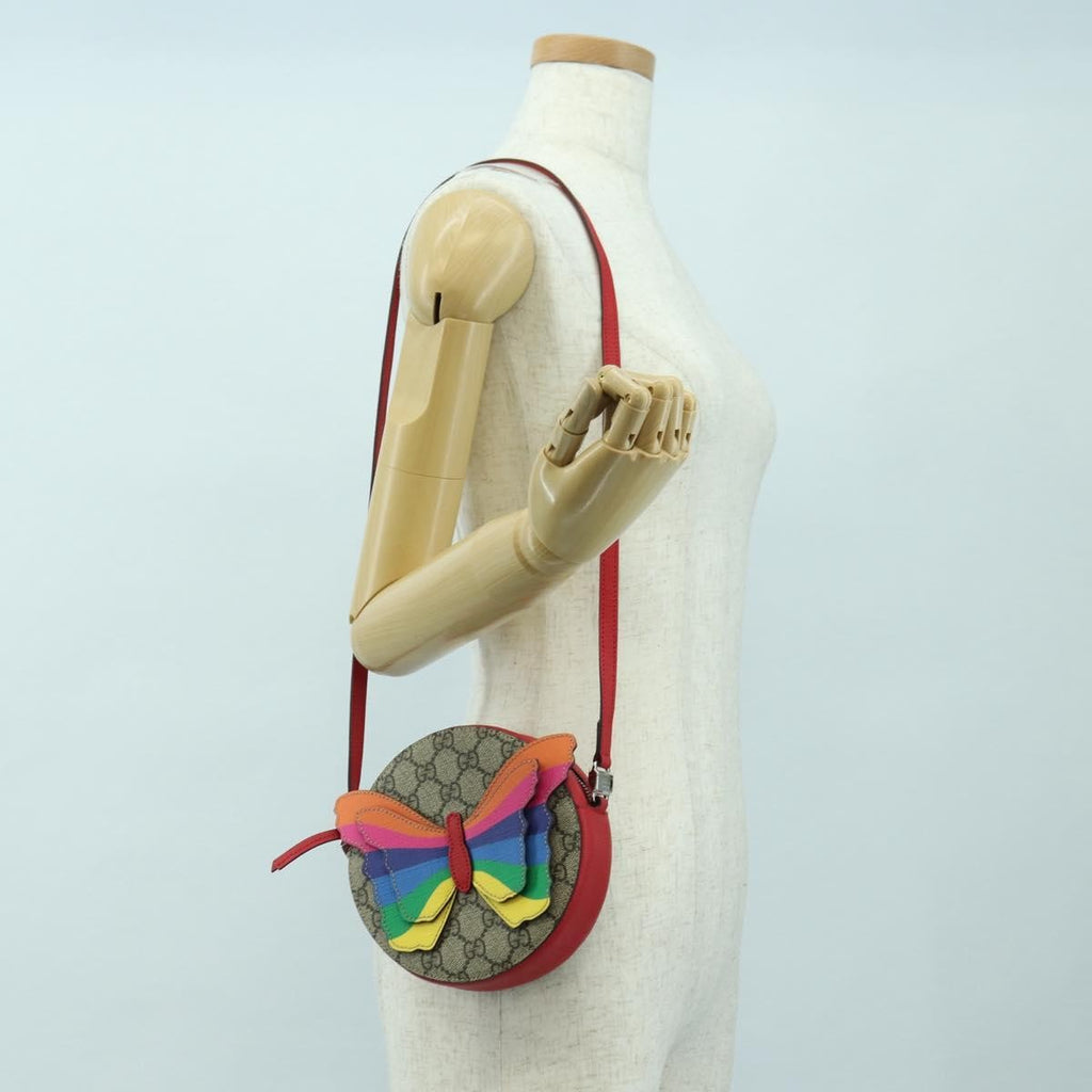 Gucci Kids Gg Supreme Rainbow Butterfly Shoulder Bag Gg Canvas Beige Pvc Shoulder Bag Bag (Pre-Owned)