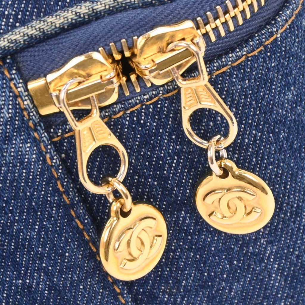 Chanel Vintage Cc Vanity Case Denim Blue Denim_Jeans Handbag