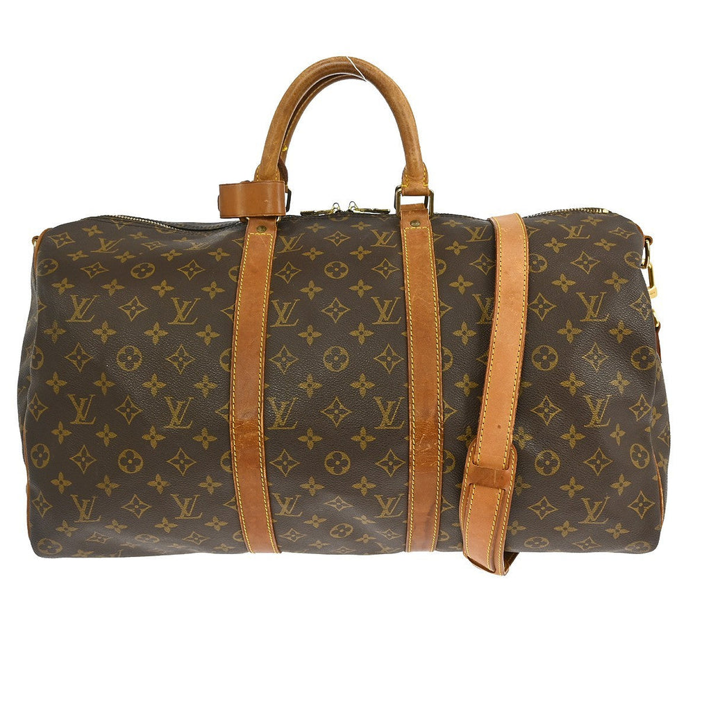 Louis Vuitton Keepall Bandouliere Bag Monogram Canvas Brown Canvas Travel Bag