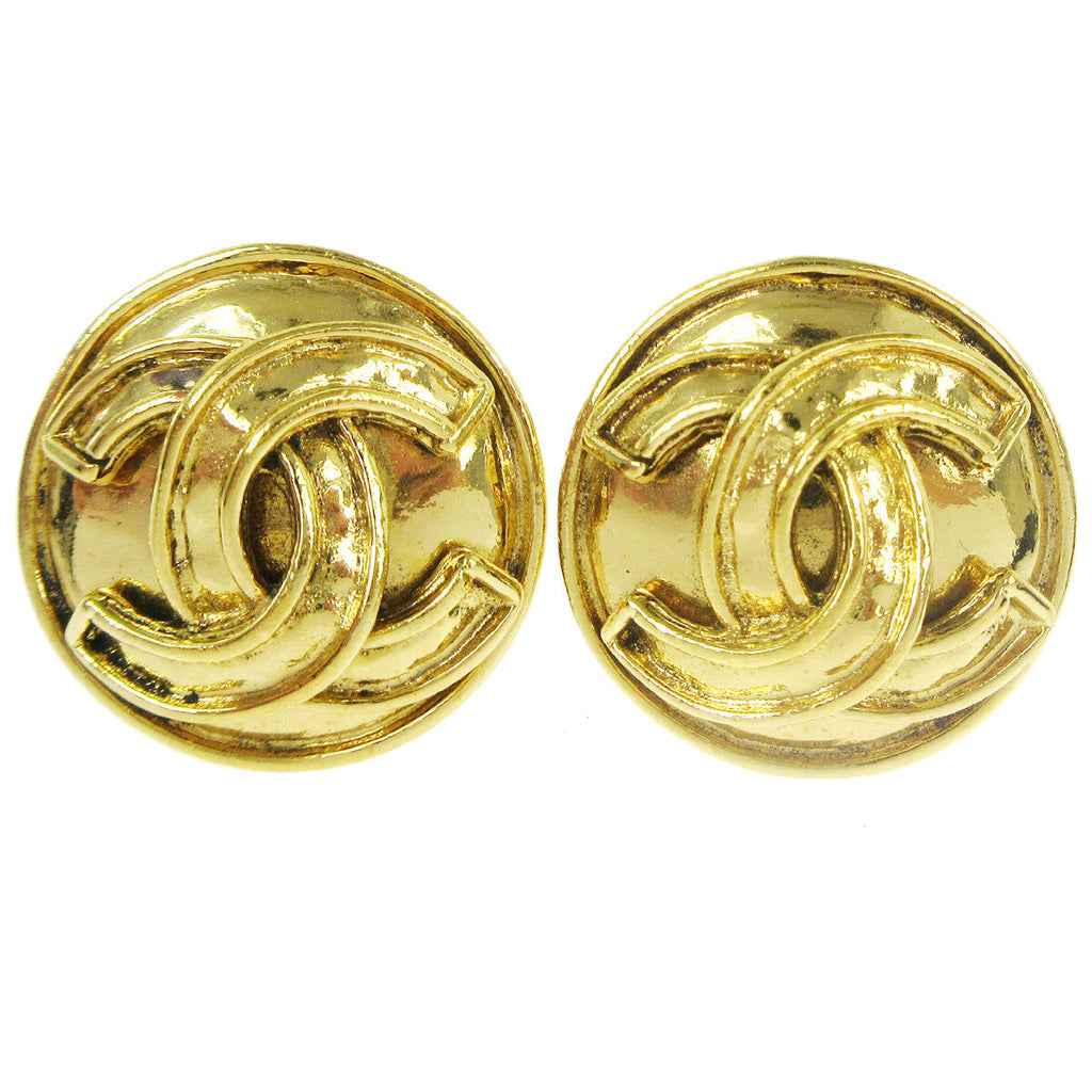 Chanel Cc Button Clip-On Earrings Metal Gold Gold_Plated Earrings Jewelry