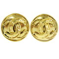 Chanel Cc Button Clip-On Earrings Metal Gold Gold_Plated Earrings Jewelry
