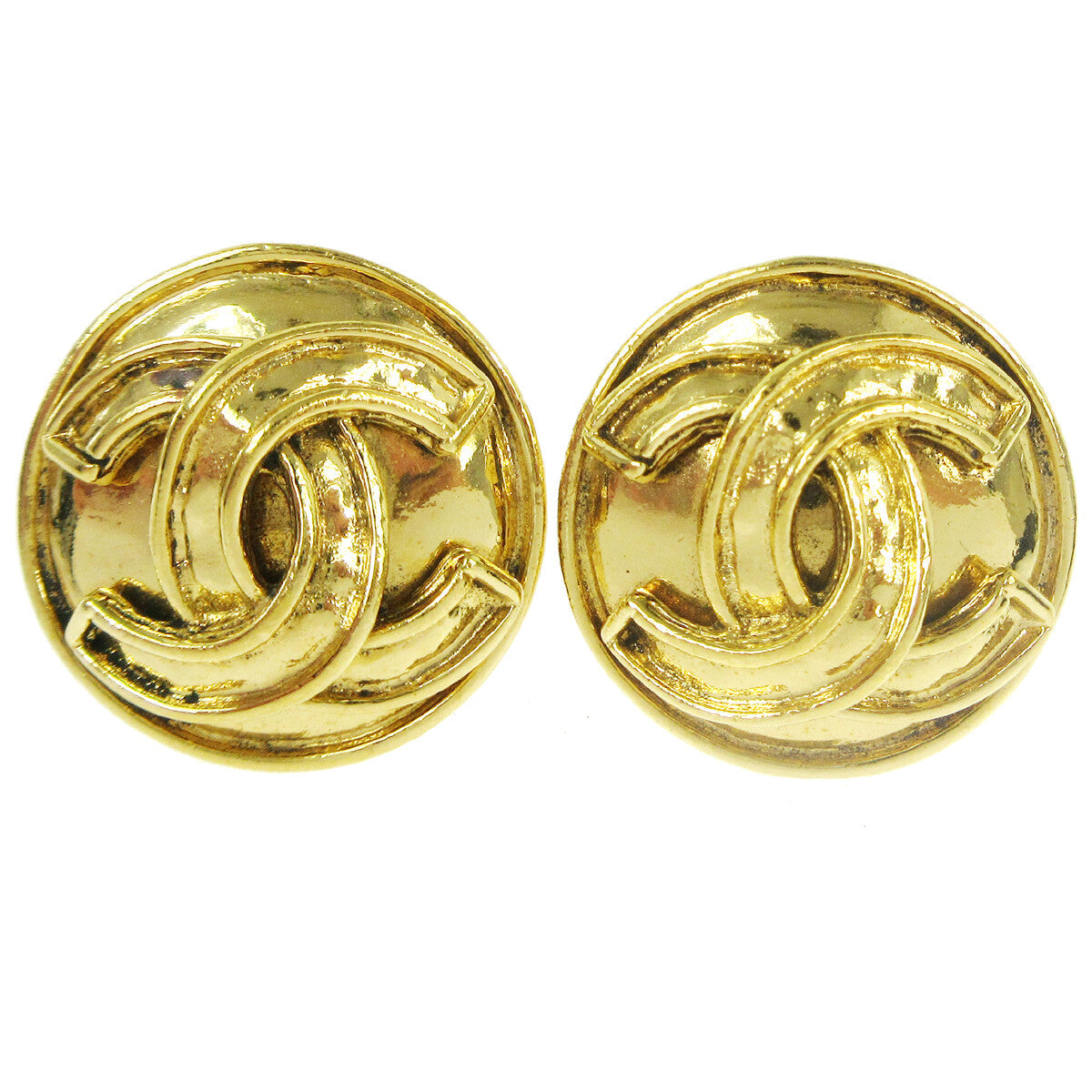 Chanel Cc Button Clip-On Earrings Metal Gold Gold_Plated Earrings Jewelry