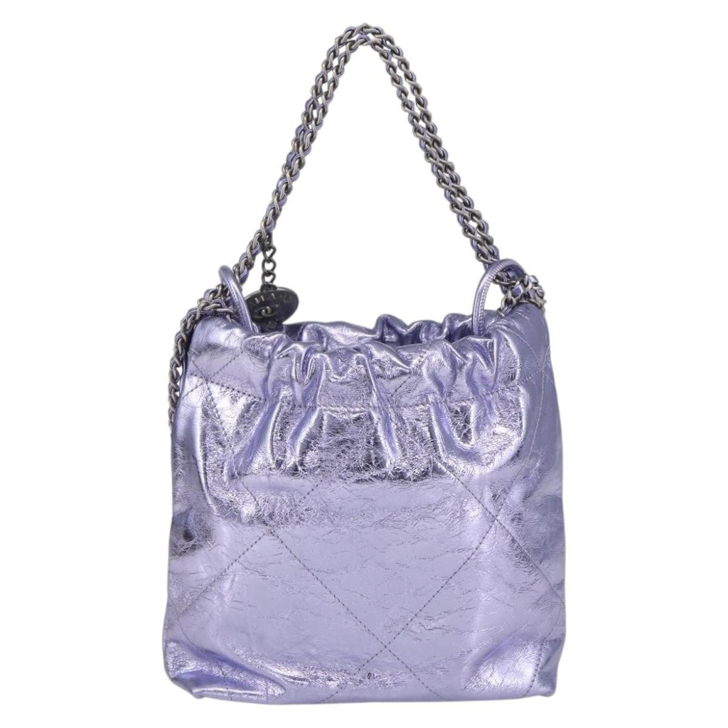 Chanel 22 Chain Hobo Quilted Calfskin Purple Leather Shoulder Bag Bag