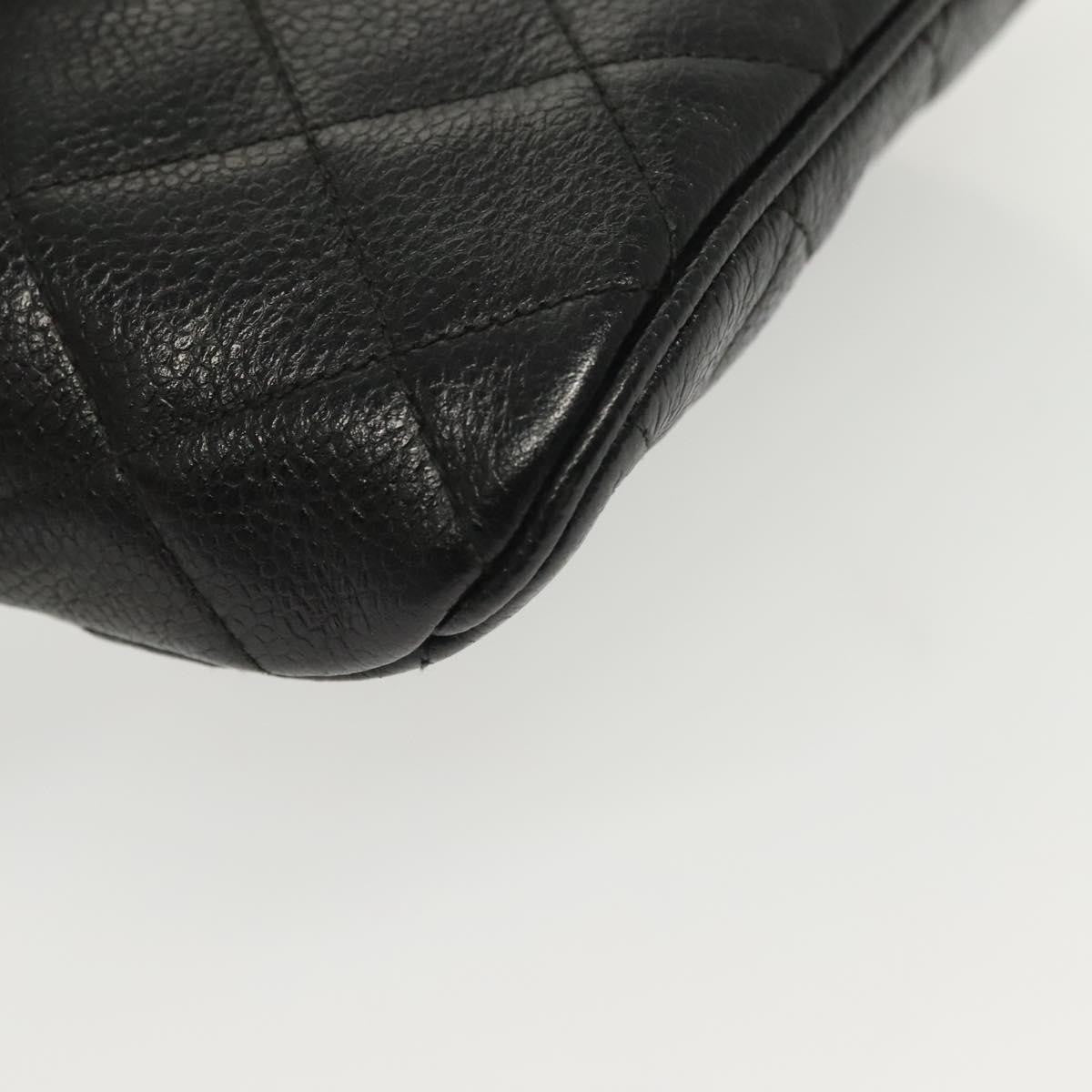 Chanel Vintage Zip Belt Bag Quilted Caviar Black Leather Clutche & Pouche Bag