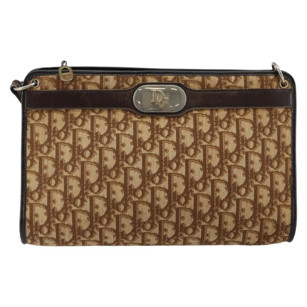 Christian Dior Vintage Trotter Shoulder Bag Canvas Brown Canvas Shoulder Bag Bag (Pre-Owned)