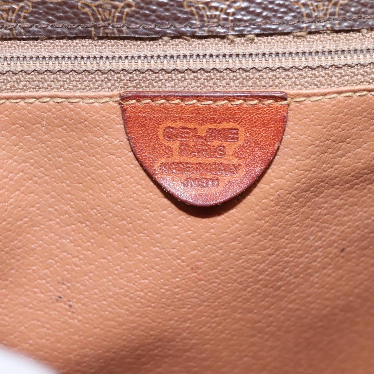 Celine Vintage Macadam Circle Logo Shoulder Bag Canvas And Leather Brown Canvas Shoulder Bag Bag