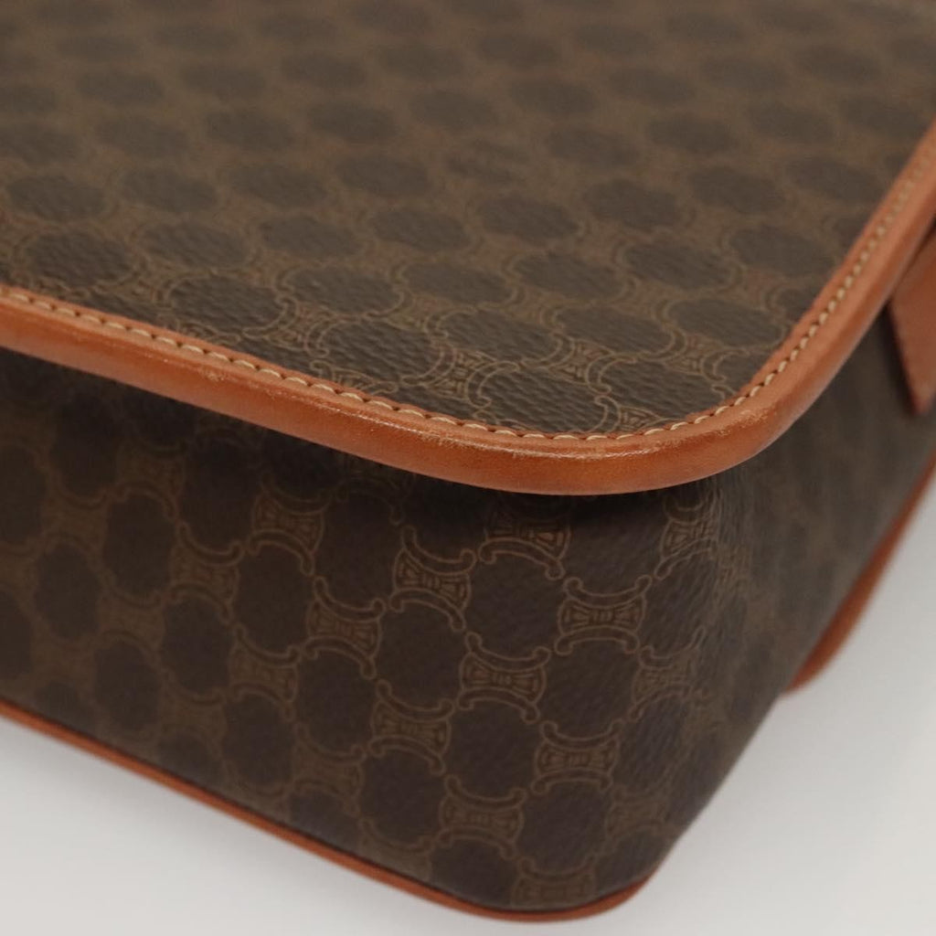 Celine Macadam Shoulder Bag Pvc Leather Brown Canvas Bag