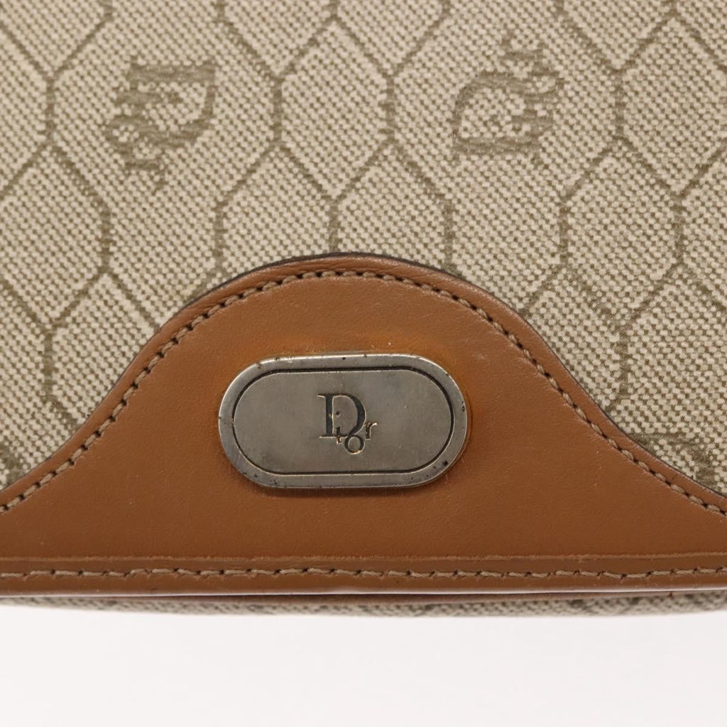 Christian Dior Vintage Honeycomb Flap Crossbody Bag Coated Canvas Beige Canvas Bag (Pre-Owned)