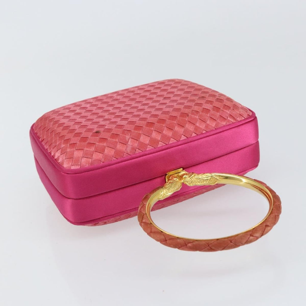 Bottega Veneta Intrecciato Clutch Bag Satin Pink Satin Clutche & Pouche Bag