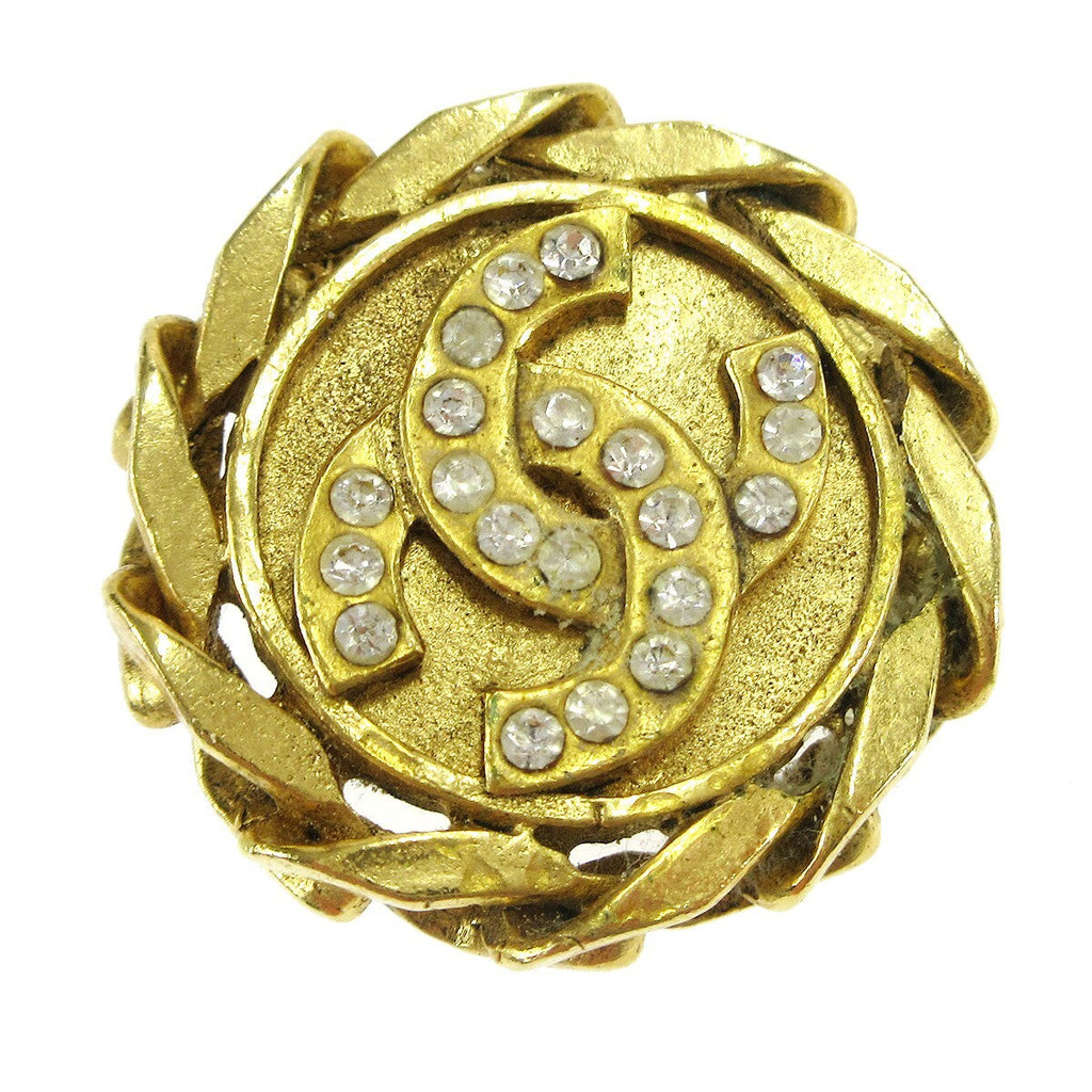 Chanel Cc Button Clip-On Earrings Metal With Faux Pearl Gold Gold_Plated Earrings Jewelry