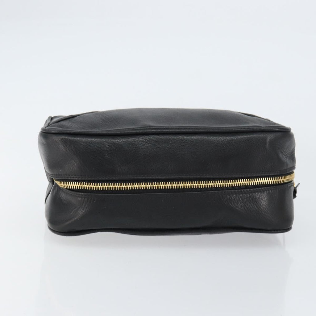Chanel Vintage Toiletry Pouch Leather Black Leather Clutche & Pouche Bag