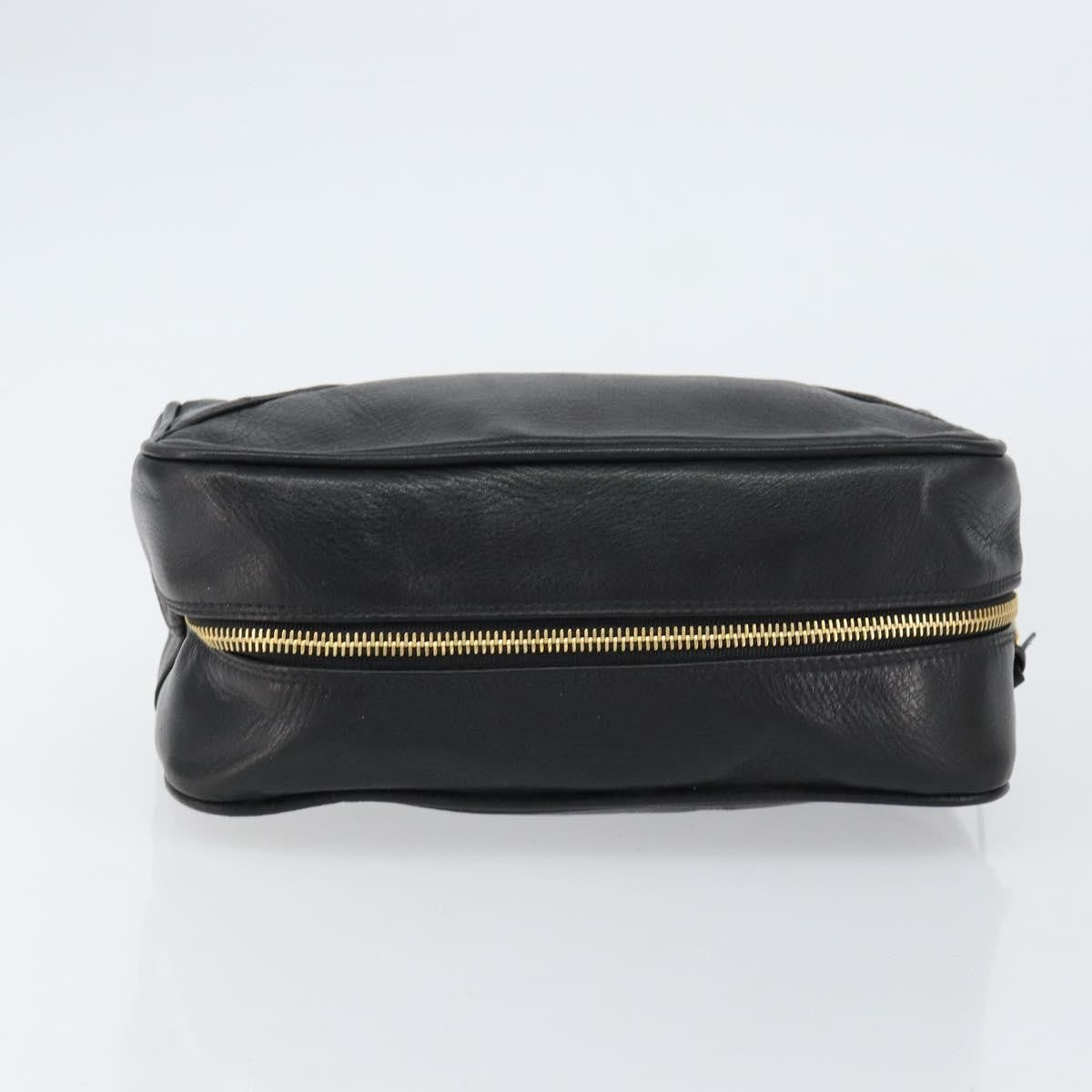 Chanel Vintage Toiletry Pouch Leather Black Leather Clutche & Pouche Bag