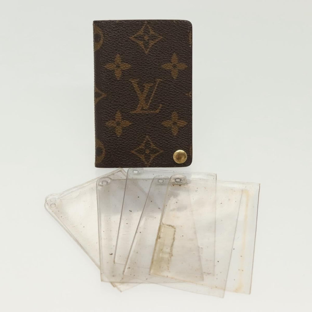 Louis Vuitton Porte Cartes Pression Card Case Monogram Canvas Brown Canvas Card Holders Accessory