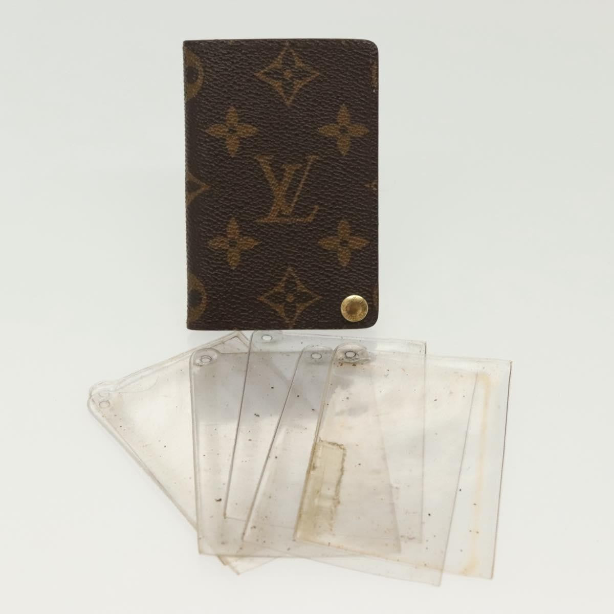 Louis Vuitton Porte Cartes Pression Card Case Monogram Canvas Brown Canvas Card Holders Accessory