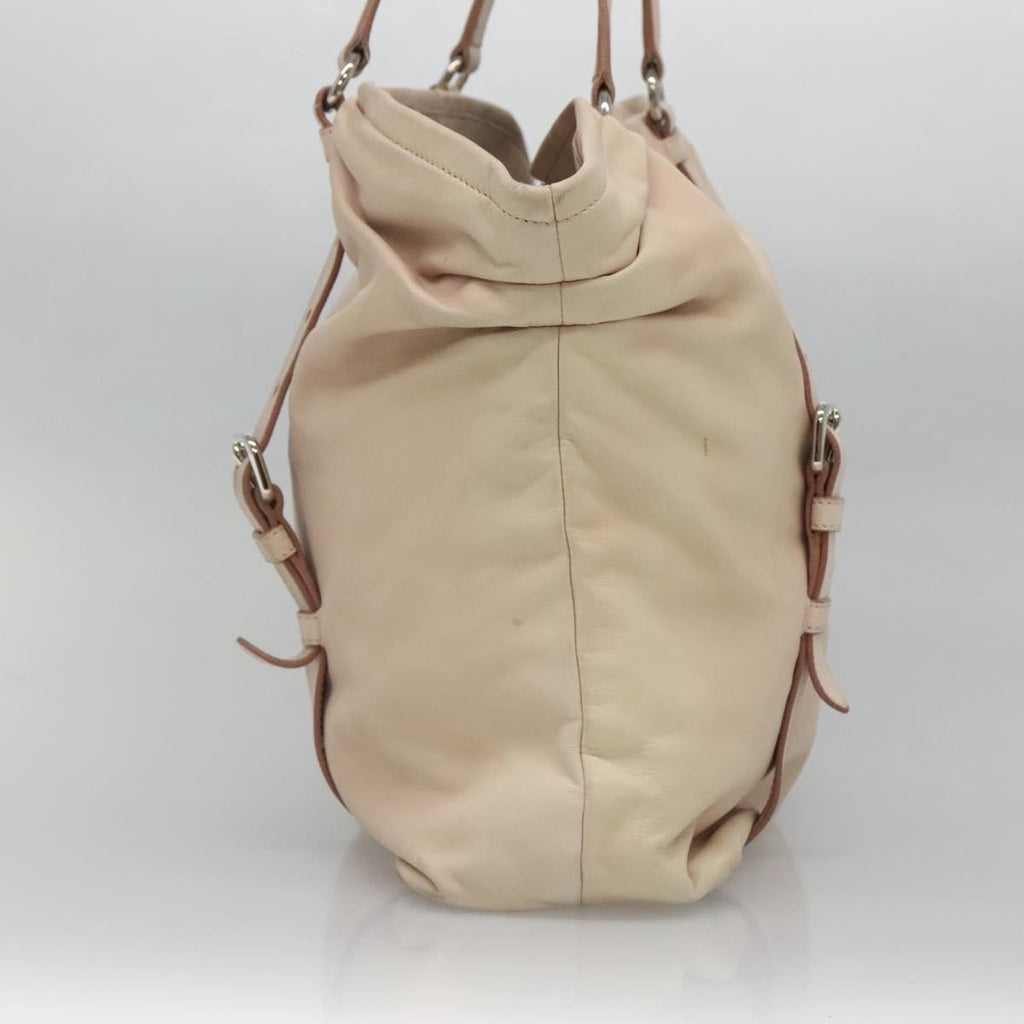 Prada Buckle Strap Shoulder Bag Leather Beige Leather Shoulder Bag Bag