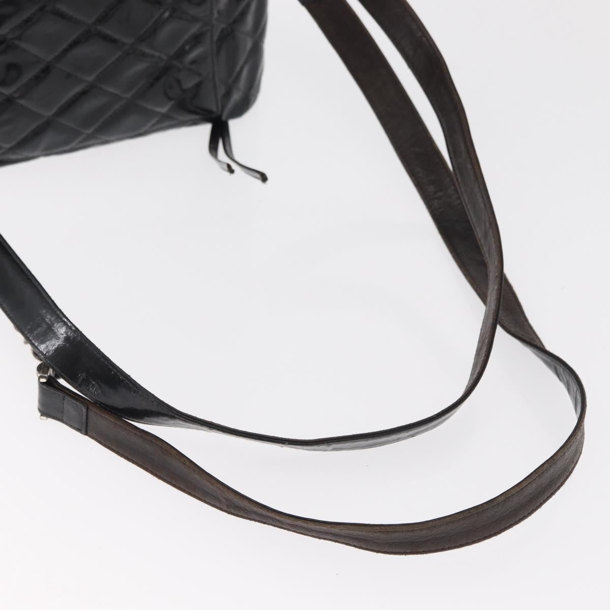 Chanel Vintage Square Flap Backpack Enamel Black Patent_Leather Backpack Bag