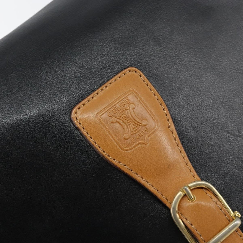 Celine Vintage Shoulder Bag Leather Black Leather Shoulder Bag Bag