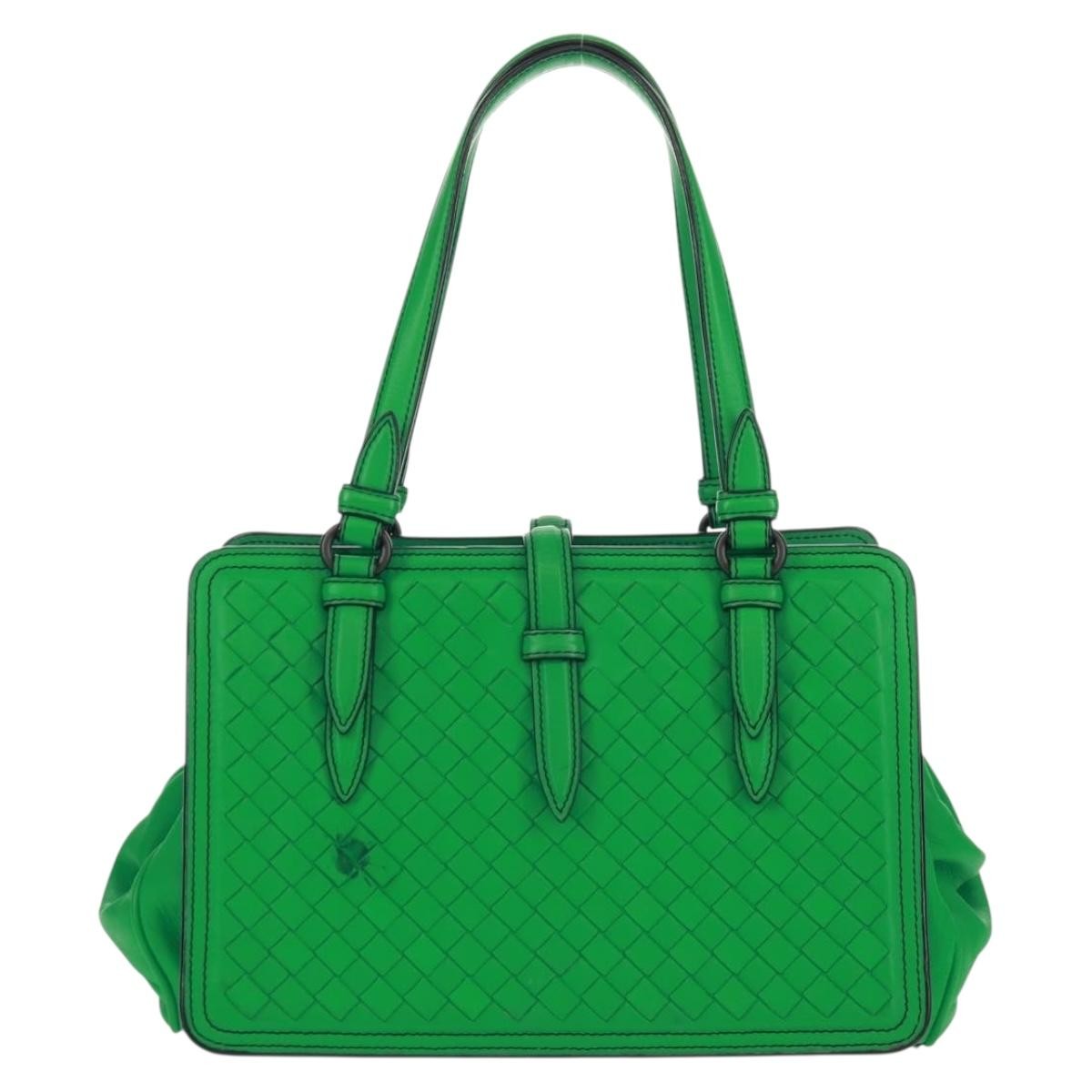 Bottega Veneta Intrecciato Handbag Leather Green Leather Handbag