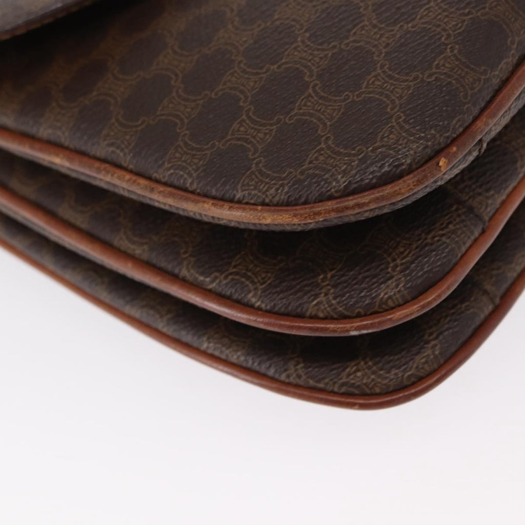 Celine Vintage Macadam Shoulder Bag Canvas Brown Canvas Shoulder Bag Bag