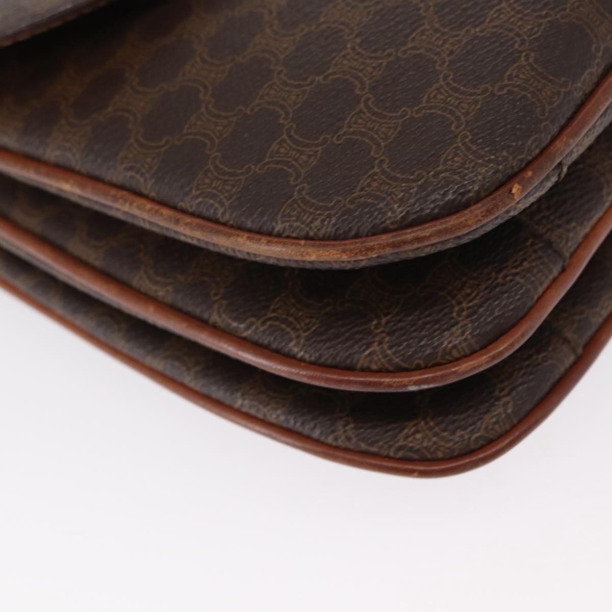 Celine Vintage Macadam Shoulder Bag Canvas Brown Canvas Shoulder Bag Bag