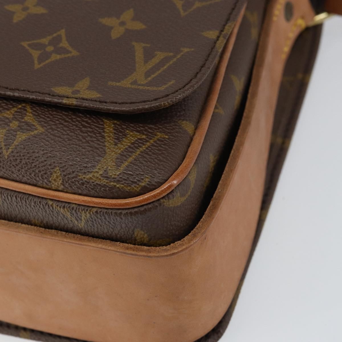 Louis Vuitton Cartouchiere Handbag Monogram Canvas Brown Canvas Shoulder Bag