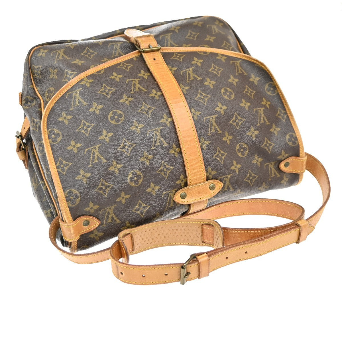 Louis Vuitton Saumur Handbag Monogram Canvas Brown Canvas Shoulder Bag