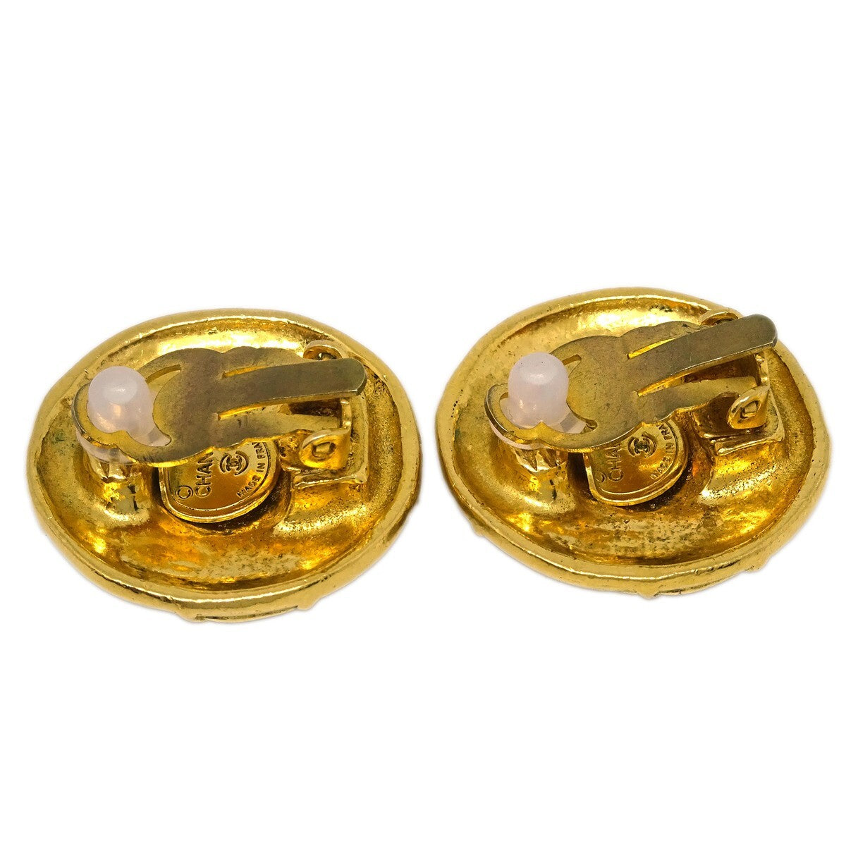 Chanel Cc Round Earrings Metal Gold Gold_Plated Earrings Jewelry