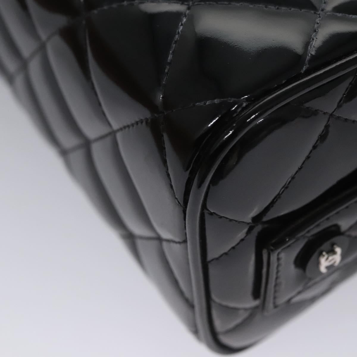 Chanel Vintage Metal Box Bag Quilted Patent Black Patent_Leather Handbag