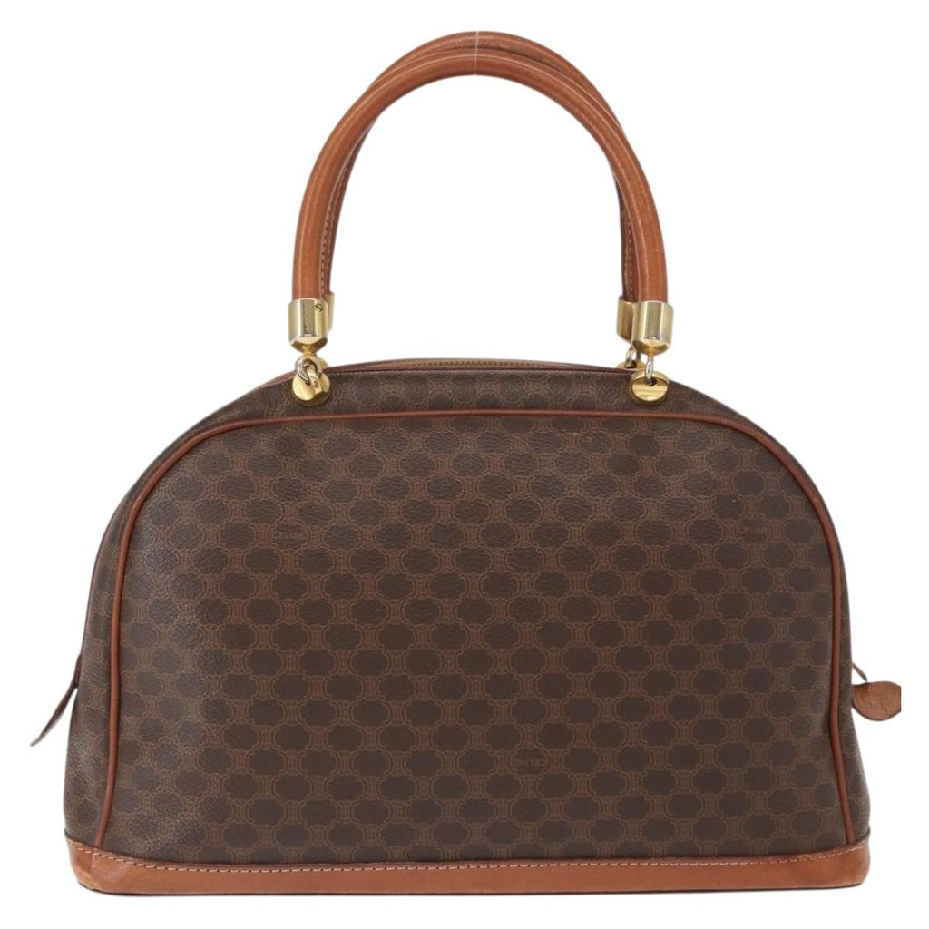Celine Vintage Macadam Handbag Canvas And Leather Brown Canvas Handbag