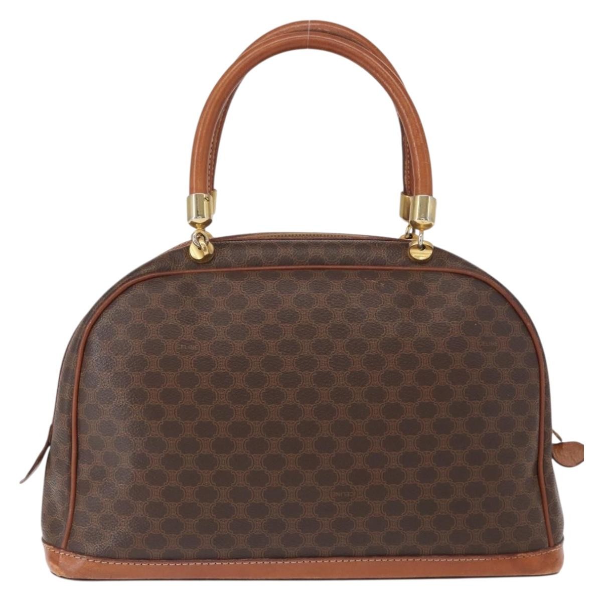 Celine Vintage Macadam Handbag Canvas And Leather Brown Canvas Handbag
