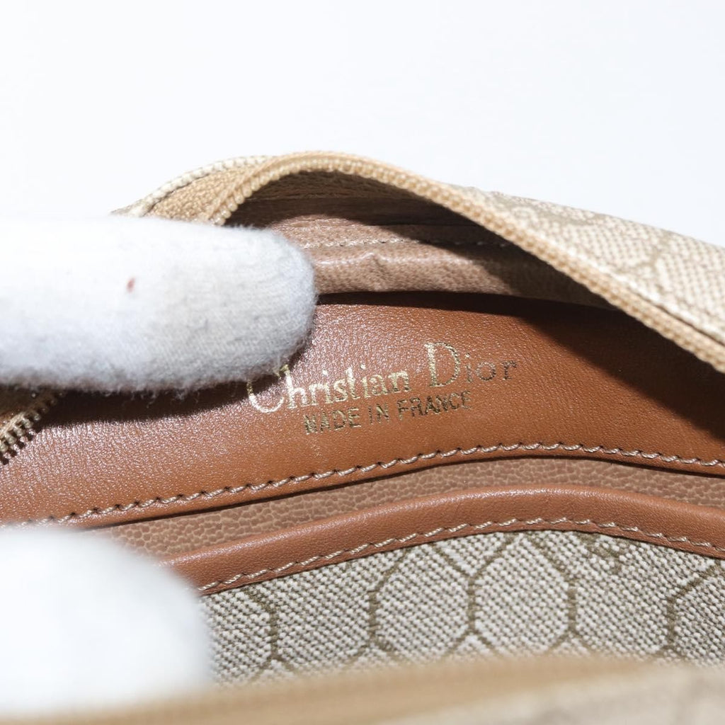 Christian Dior Vintage Honeycomb Shoulder Bag Canvas And Leather Beige Canvas Shoulder Bag Bag (Pre-Owned)