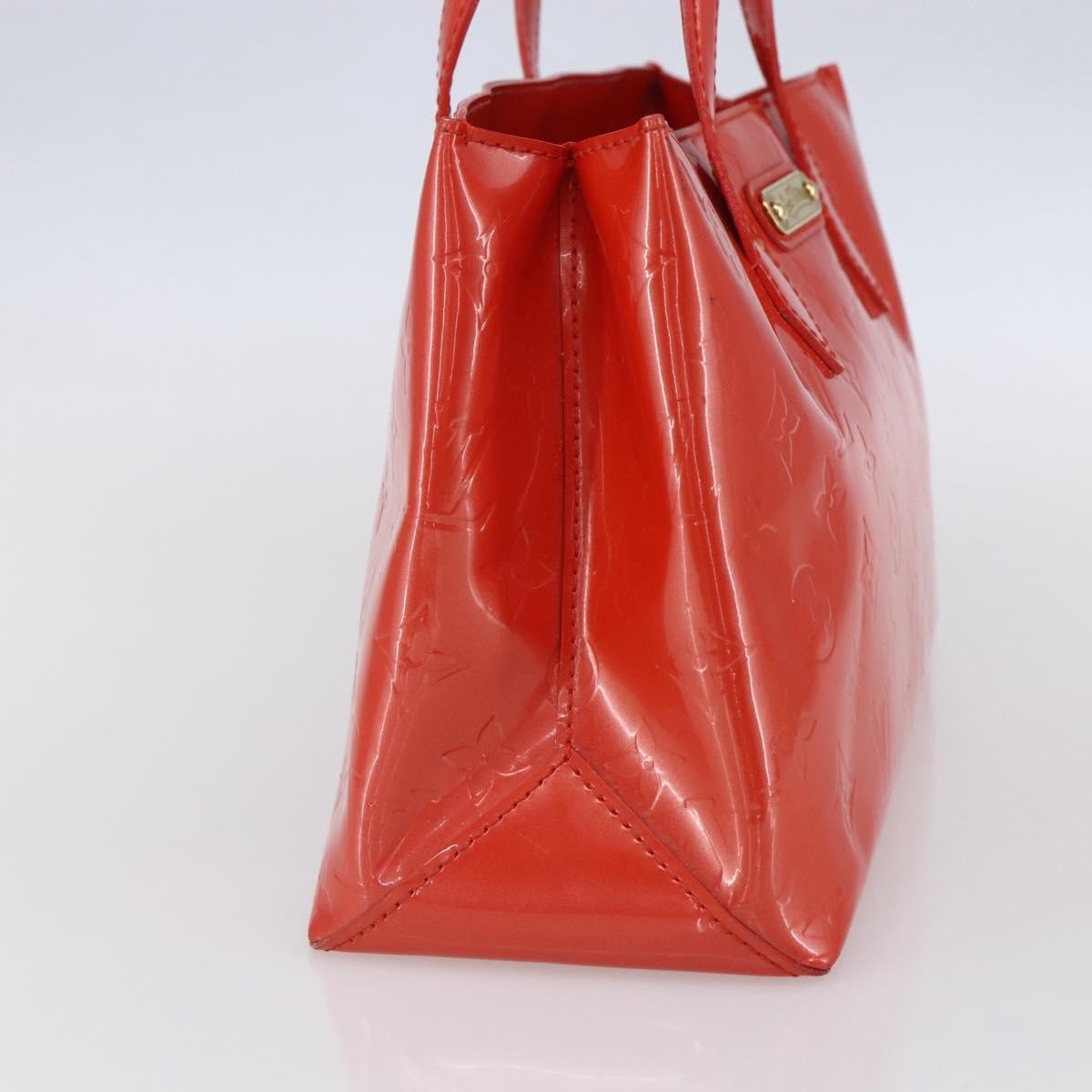 Louis Vuitton Wilshire Handbag Monogram Vernis Orange Patent_Leather Tote Bag