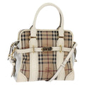 Burberry Minford Satchel Haymarket Coated Canvas Beige Canvas Tote Bag