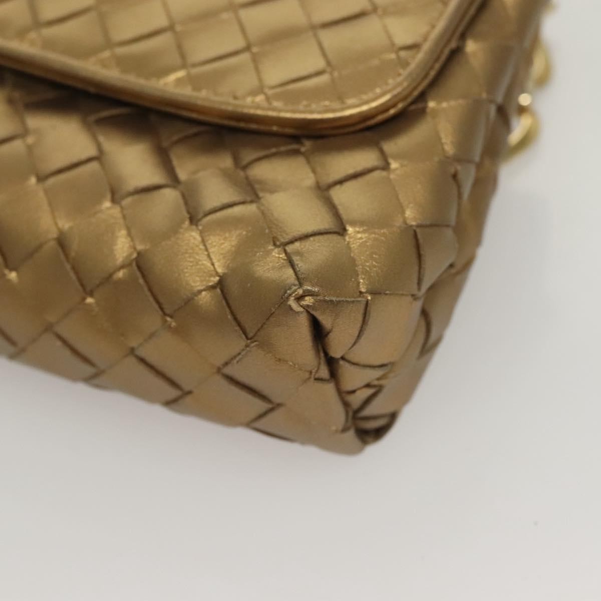 Bottega Veneta Chain Flap Shoulder Bag Leather Gold Leather Shoulder Bag Bag