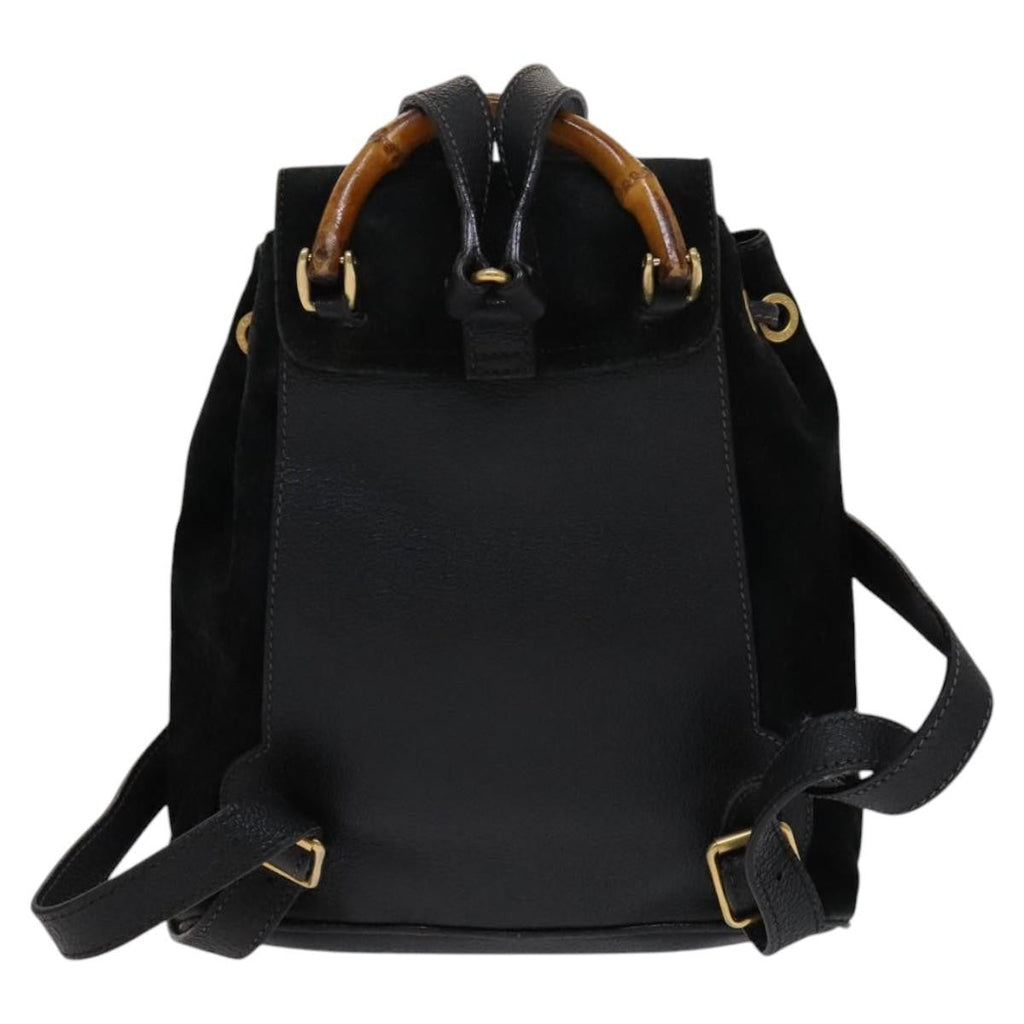 Gucci Gucci Bamboo Backpack Daim Black Suede Backpack Bag (Pre-Owned)