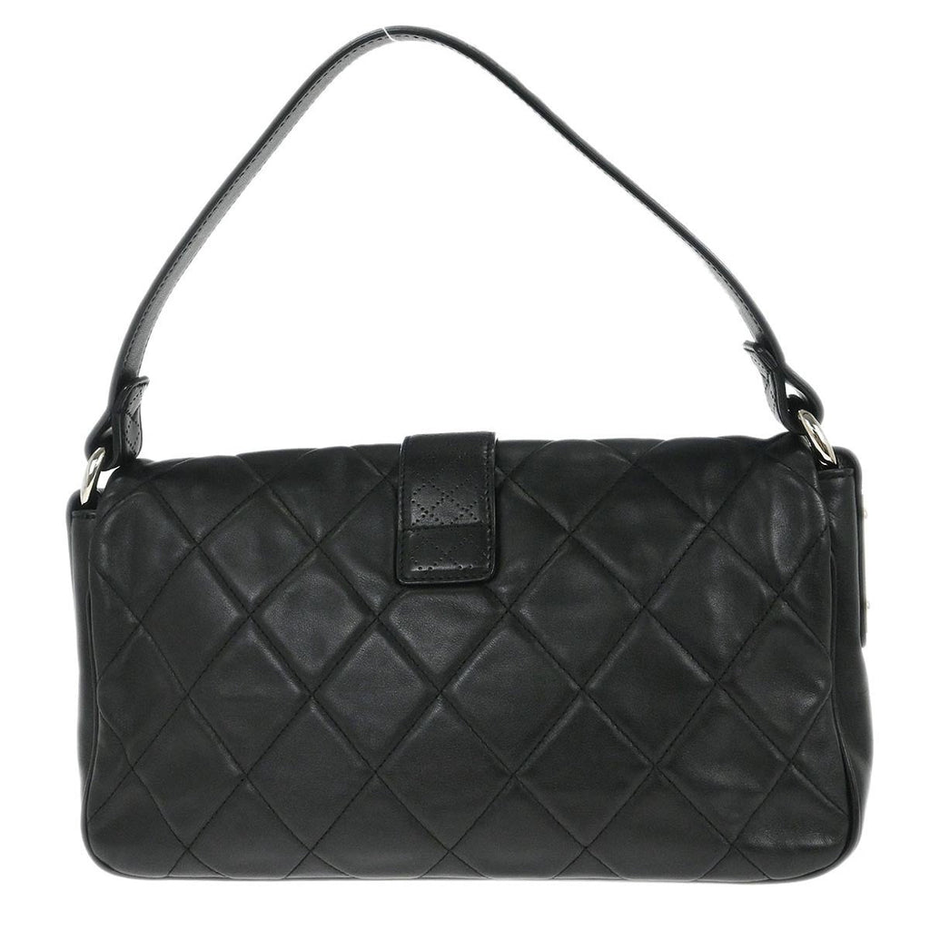 Chanel Door Latch Flap Shoulder Bag Quilted Leather Black Leather Handbag
